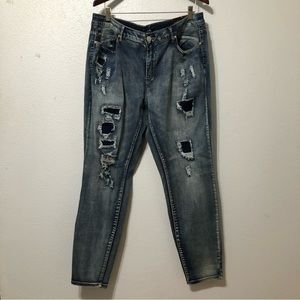 Ashley Stewart women’s Jeans Size 18 R Tall Ripped Edgy Skinny Distress Stretch